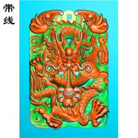 蝙蝠正面单龙精雕图(GJL-014)
