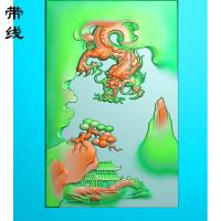 山水建筑龙精雕图(GJL-096)