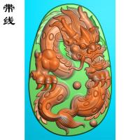 玉雕椭圆龙精雕图(GJL-175)