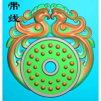玉雕乳丁双凤呈祥精雕图 (GJF-027)