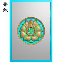 46牌圆荷花精雕图(HLN-008)