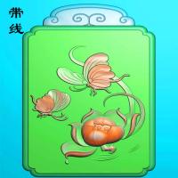 蝴蝶莲花牌子精雕图(HLN-025)