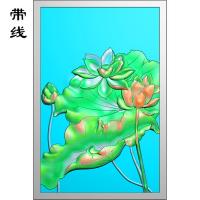 带边框荷花精雕图(HLN-054)