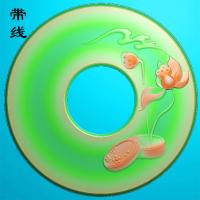 玉雕荷花圆盘精雕图(HLN-068)