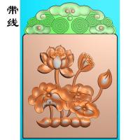 玉雕荷花圆盘精雕图(HLN-069)