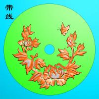 圆盘牡丹精雕图(MDN-009)