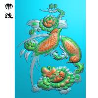 牡丹花鸟精雕图(MDN-018)