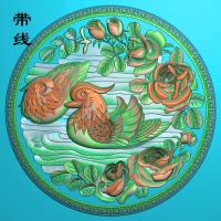 圆盘鸳鸯戏水玫瑰花精雕图(GYY-001)