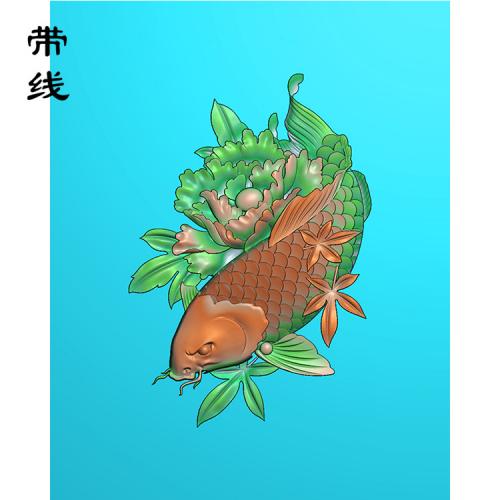 荷花鱼精雕图(GJY-003)