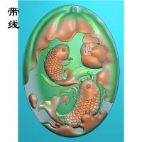 莲花荷花金鱼精雕图(GJY-006)