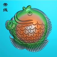 竹节牌头莲花鱼精雕图(GJY-032)
