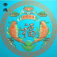 双鱼带回纹边框精雕图(GJY-051)
