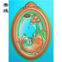 挂件莲花鱼精雕图(GJY-060)