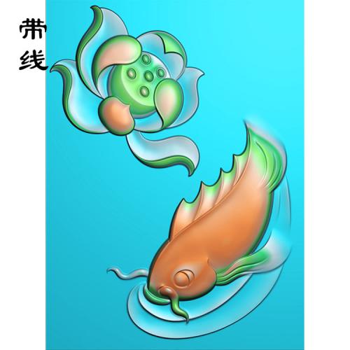 荷花鱼精雕图(GJY-065)