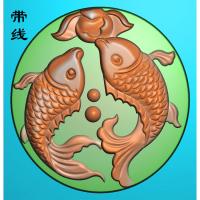 荷花金鱼精雕图(GJY-069)