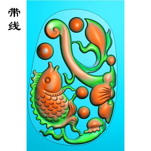 荷花金鱼精雕图(GJY-070)