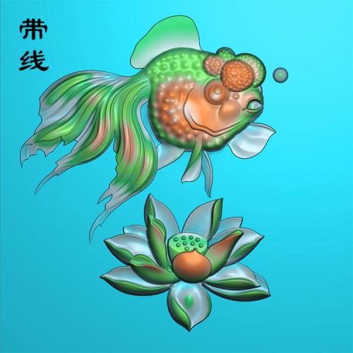 金鱼荷花精雕图(GJY-073)