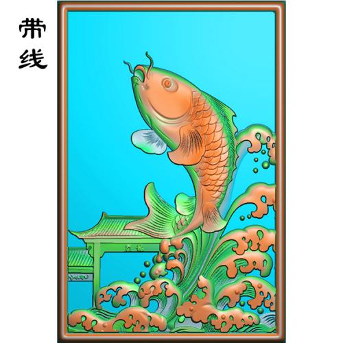 鲤鱼跃龙门精雕图(GJY-076)