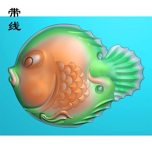 单条金鱼精雕图(GJY-099)
