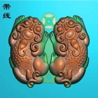 双貔貅精雕图(PX-029)