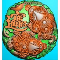 招财蟾蜍金蟾精雕图(JC-005)