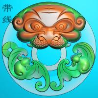 玉雕圆双福捧寿蝙蝠精雕图(BF-020)