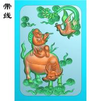 童子骑牛牛精雕图(GN-012）