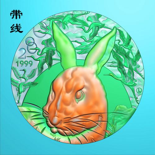浮雕生肖兔挂件精雕图(GT-001)