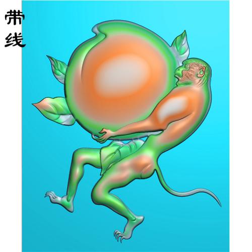桃子猴子精雕图(GHZ-011)