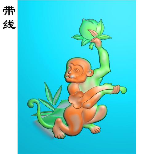 桃子猴子精雕图(GHZ-012)