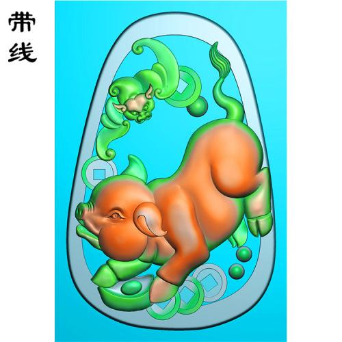 动物生肖猪精雕图(GZ-002)