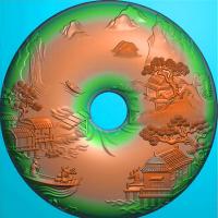 山水平安扣精雕图（PAK-020）
