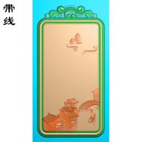 山水建筑人物挂件精雕图(SSG-010)
