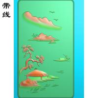 山水建筑人物挂件精雕图(SSG-012)