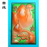 山水建筑挂件精雕图(SSG-028)