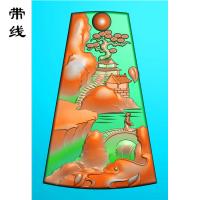 山水人物建筑挂件精雕图(SSG-047)