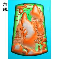 山水人物建筑挂件精雕图(SSG-058)