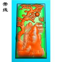 山水人物建筑挂件精雕图(SSG-060)
