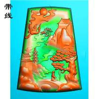 山水人物建筑挂件精雕图(SSG-061)