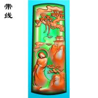 山水建筑松鹤挂件精雕图(SSG-068)