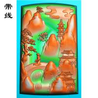 山水建筑人物挂件精雕图(SSG-070)