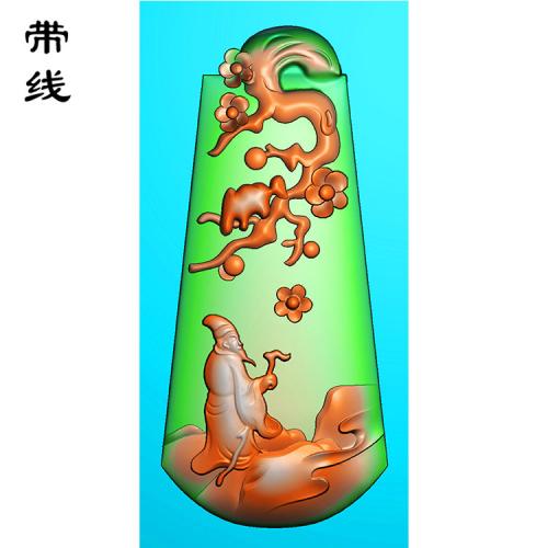 梅花山水人物挂件精雕图(SSG-090)