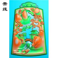 山水挂件精雕图(SSG-092)