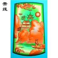 山水挂件精雕图(SSG-097)