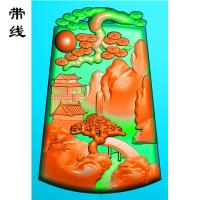山水建筑挂件精雕图(SSG-107)