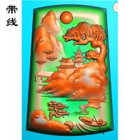 山水建筑挂件精雕图(SSG-166)