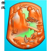 山水人物挂件精雕图(SSG-186)