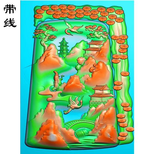 山水挂件精雕图(SSG-196)