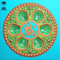圆盘六字真言挂件精雕图(QTG-097)