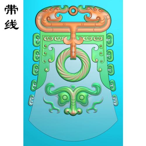 仿古龙凤挂件精雕图(FLF-025)